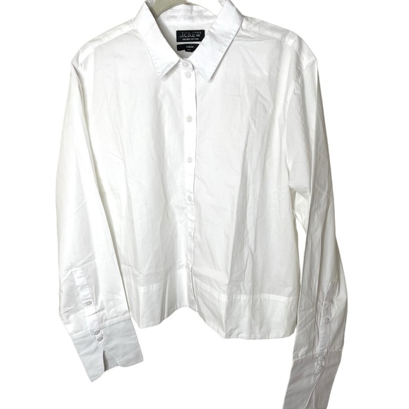 NEW W / O TAGS J. Crew White Poplin Garçon Cropped Button Down Shirt in Size 12 - Picture 3 of 7